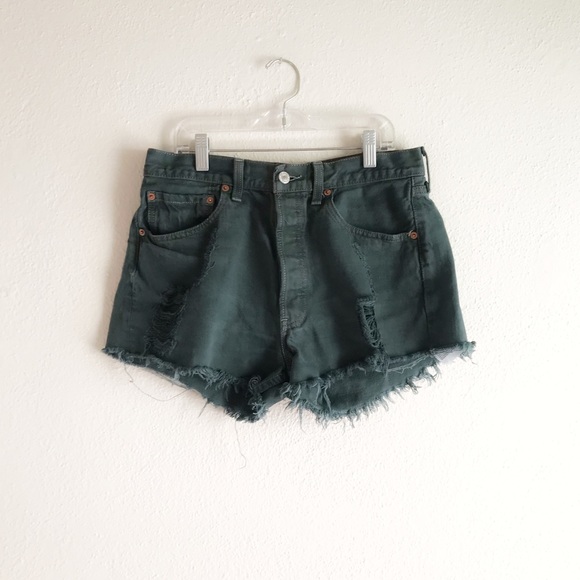 dark green jean shorts